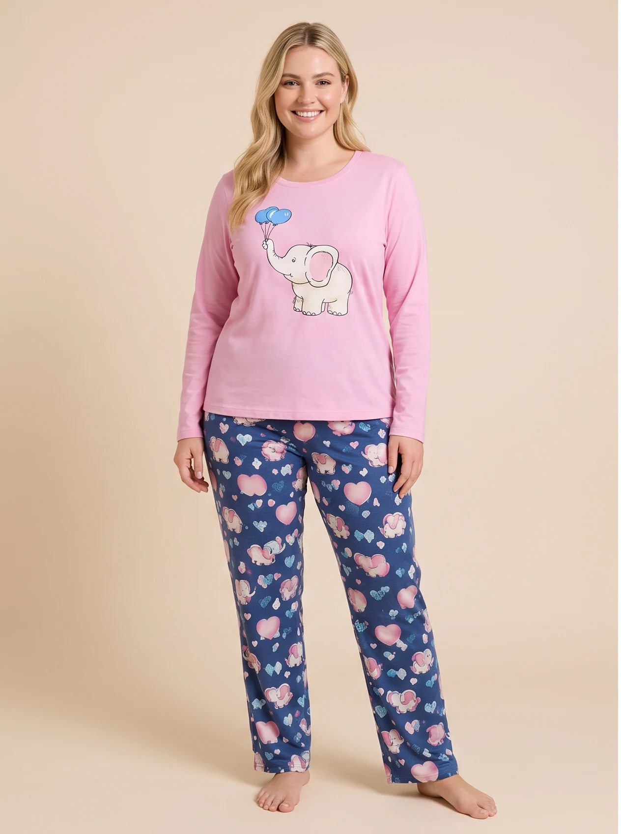 Pijama Elefante Manga Longa e Alça