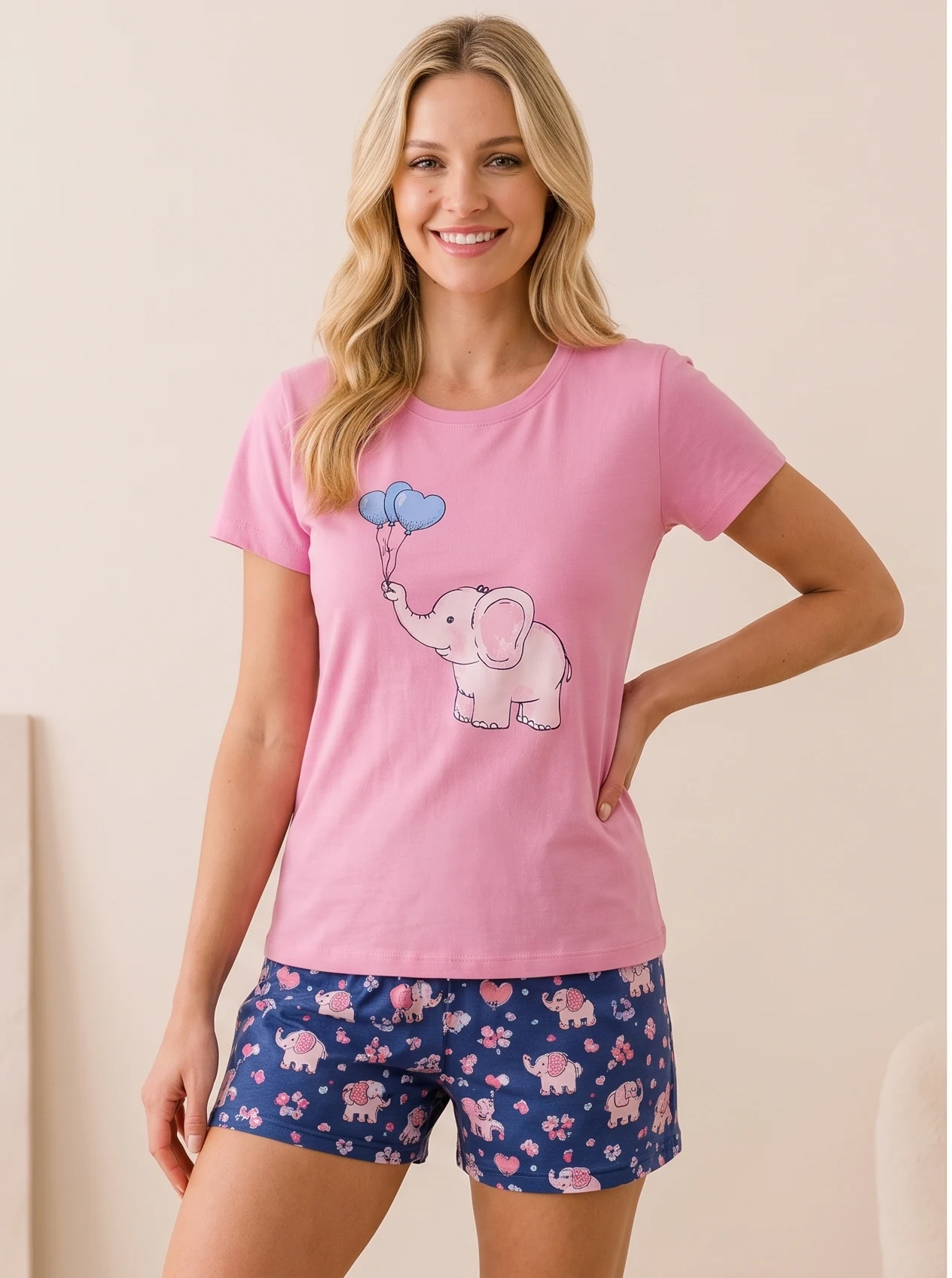 Pijama Elefante Manga Curta e Short