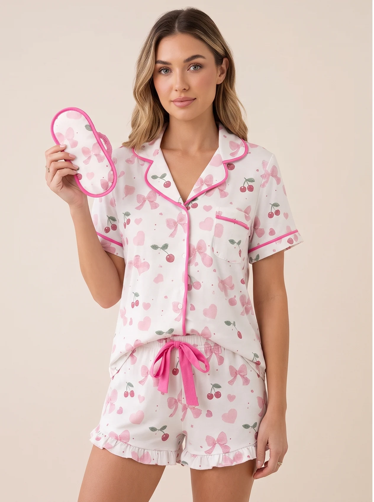 Pijama Cereja Laços